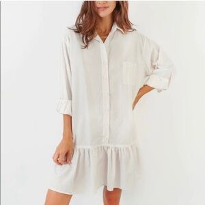 KOCH Striped Button Down Oversized Shirt Dress Size XS